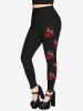 Gothic Cat Paws Print Open Shoulder T-shirt and Cat Paws Print Skinny Leggings Outfit -  