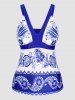 Flower Paisley Butterfly Print Colorblock Plunge Tankini Swimsuit -  