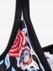 Flower Print Plunging Neck Padded Boyleg Tankini Swimwear -  