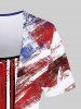 Plus Size Patriotic American Flag Printed Short Sleeves 2 in 1 Tee -  