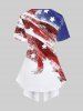 Plus Size Patriotic American Flag Printed Short Sleeves 2 in 1 Tee -  