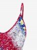 Plus Size Glitter Patriotic American Flag Printed Cami Top -  