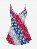 Plus Size Glitter Patriotic American Flag Printed Cami Top -  