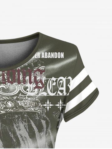Gothic Skull Letter Printed Stripe T-shirt