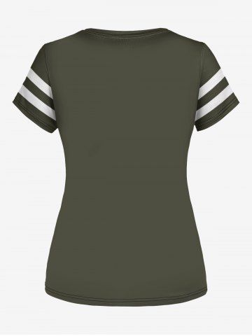 Gothic Skull Letter Printed Stripe T-shirt