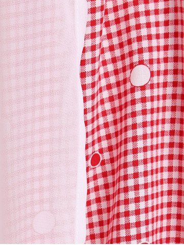 Plus Size Butterfly Sleeves Open Front Sheer Top and Plaid Cami Top Set