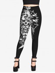 Gothic Skull Print Leggings -  