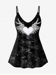 Plus Size Heart Wings Marble Printed Cami Top -  