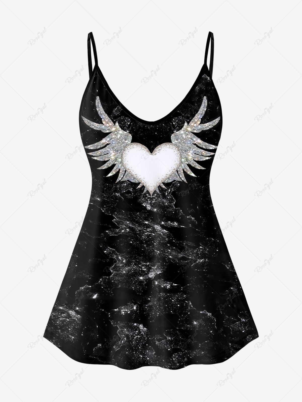 Shops Plus Size Heart Wings Marble Printed Cami Top  