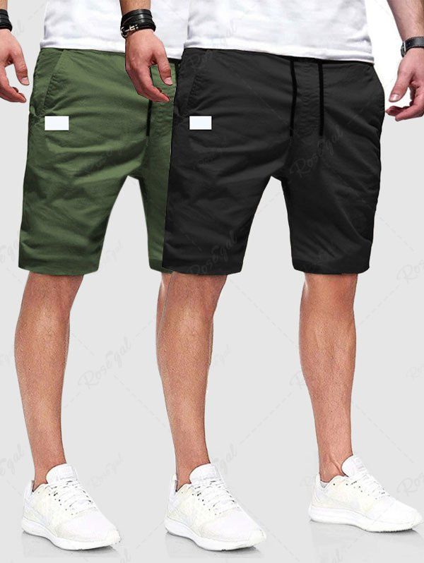 Hot 2Pcs Patch Design Casual Knee-length Shorts  
