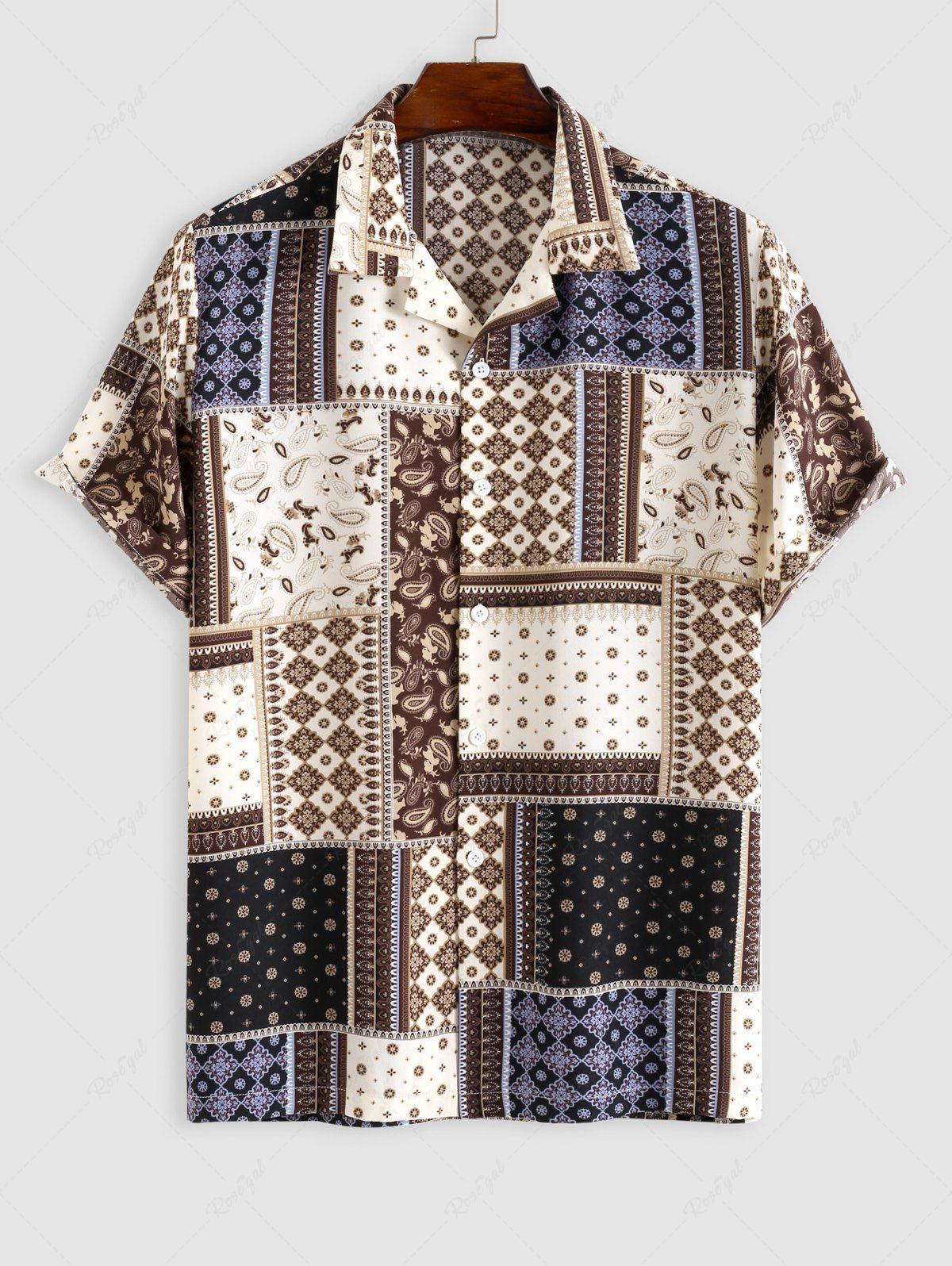Outfit Ethnic Style Paisley Pattern Short Sleeves Shirt  