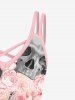 Gothic Skull Rose Print Crisscross Detail Sleeveless Sundress -  