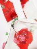 Plus Size Cold Shoulder Flower Ruched Asymmetric Blouse -  