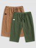2Pcs Patch Design Casual Knee-length Shorts -  