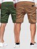 2Pcs Patch Design Casual Knee-length Shorts -  
