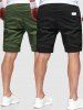 2Pcs Patch Design Casual Knee-length Shorts -  