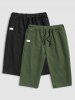 2Pcs Patch Design Casual Knee-length Shorts -  