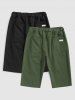 2Pcs Patch Design Casual Knee-length Shorts -  