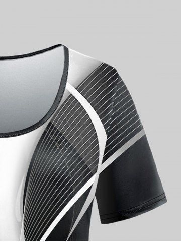 3D Stripes Printed Colorblock Tee and Leggings Plus Size Matching Set