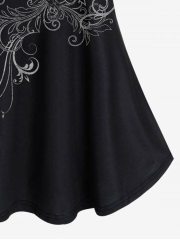 Gothic Retro Heart Print Cold Shoulder T-shirt