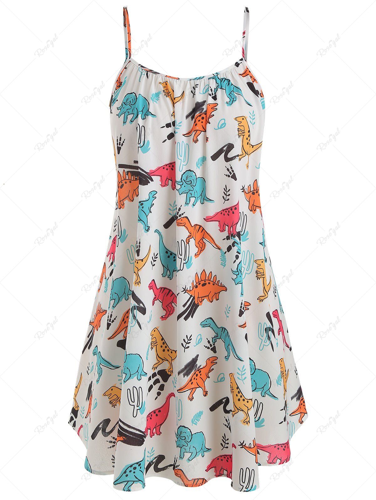 Rosegal Plus Size Dinosaurs Printed A Line Cami Dress