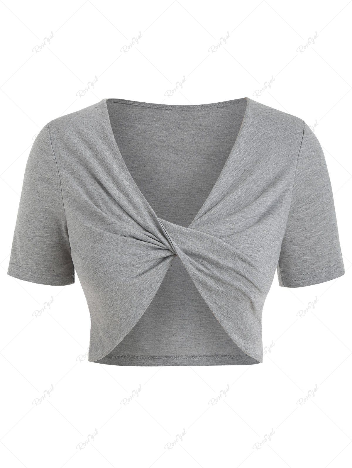 Fashion Plus Size Short Sleeves Twist Crop Top  