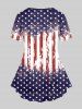Plus Size Stars Stripes Printed Patriotic Tee and 3D Jeans Lace-up American Flag Printed Leggings Outfit -  