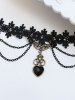 Vintage Lace Heart Decor Layered Choker Necklace -  