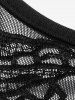 Jupe Mi-Longue Gothique Applique en Dentelle en Maille Transparente et Camisole - Noir 