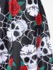 Maillot de Bain Tankini Rembourré Gothique Rose Crâne Imprimée de Grande Taille - Noir 3X | US 22-24