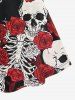 Robe Ligne A Gothique Croisée Rose Squelette Imprimées sans Manches - Noir 1X | US 14-16
