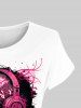 Gothic Skul Headphones Print T-shirt -  