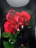 T-shirt 3D Rose et Cœur Imprimés de Grande Taille à Manches Courtes - Rouge 5x | US 30-32
