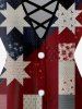 Plus Size American Flag 3D Button Print Crisscross V Neck T-shirt -  