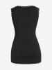Plus Size Lace Trim Ribbed Tank Top -  