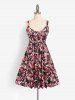 Plus Size Cottagecore Floral Backless Knot A Line Midi Dress -  