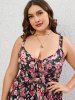 Plus Size Cottagecore Floral Backless Knot A Line Midi Dress -  