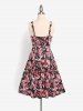 Plus Size Cottagecore Floral Backless Knot A Line Midi Dress -  