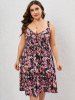 Robe Mi-Longue Linge A Tressée Fleurie sans Dos Grande Taille - Rose clair 5x | US 30-32