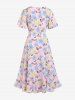 Plus Size Cottagecore Flounce Tie Floral Asymmetric Surplice Midi Dress -  