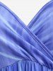 Robe Mi-Longue Superposée Ombrée Teinté sans Dos de Grande Taille à Volants - Bleu L | US 12