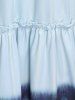 Robe Mi-Longue Superposée Ombrée Teinté sans Dos de Grande Taille à Volants - Bleu 4X | US 26-28