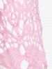 Plus Size Floral Lace Sleeves Cold Shoulder Maxi Dress -  