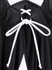 Maillot de Bain Tankini Contrasté Matelassé sans Dos de Grande Taille à Lacets - Noir L | US 12