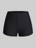 Maillot de Bain Tankini Contrasté Matelassé sans Dos de Grande Taille à Lacets - Noir L | US 12