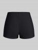 Maillot de Bain Tankini Contrasté Matelassé sans Dos de Grande Taille à Lacets - Noir L | US 12