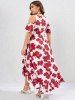 Plus Size Guipure Lace Panel Lace-up Floral Ruffle Cold Shoulder Maxi Dress -  
