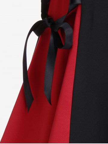 Gothic Colorblock Zip Front Lace-up Rings Tank Dress