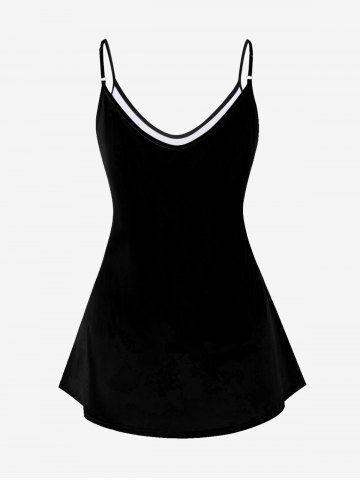 Plus Size 3D Sparkles Light Beam Tassels Printed Tank Top