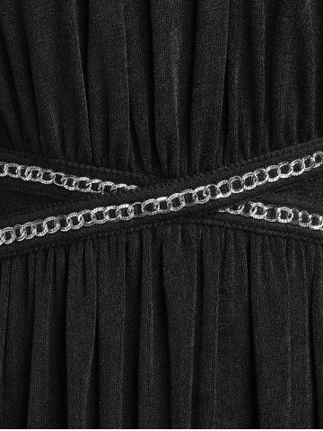 Plus Size Chains Keyhole Raglan Sleeves Tee